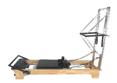 Core Collab Pilates Reformer with Half Trapeze in Black — includes box and jumpboard