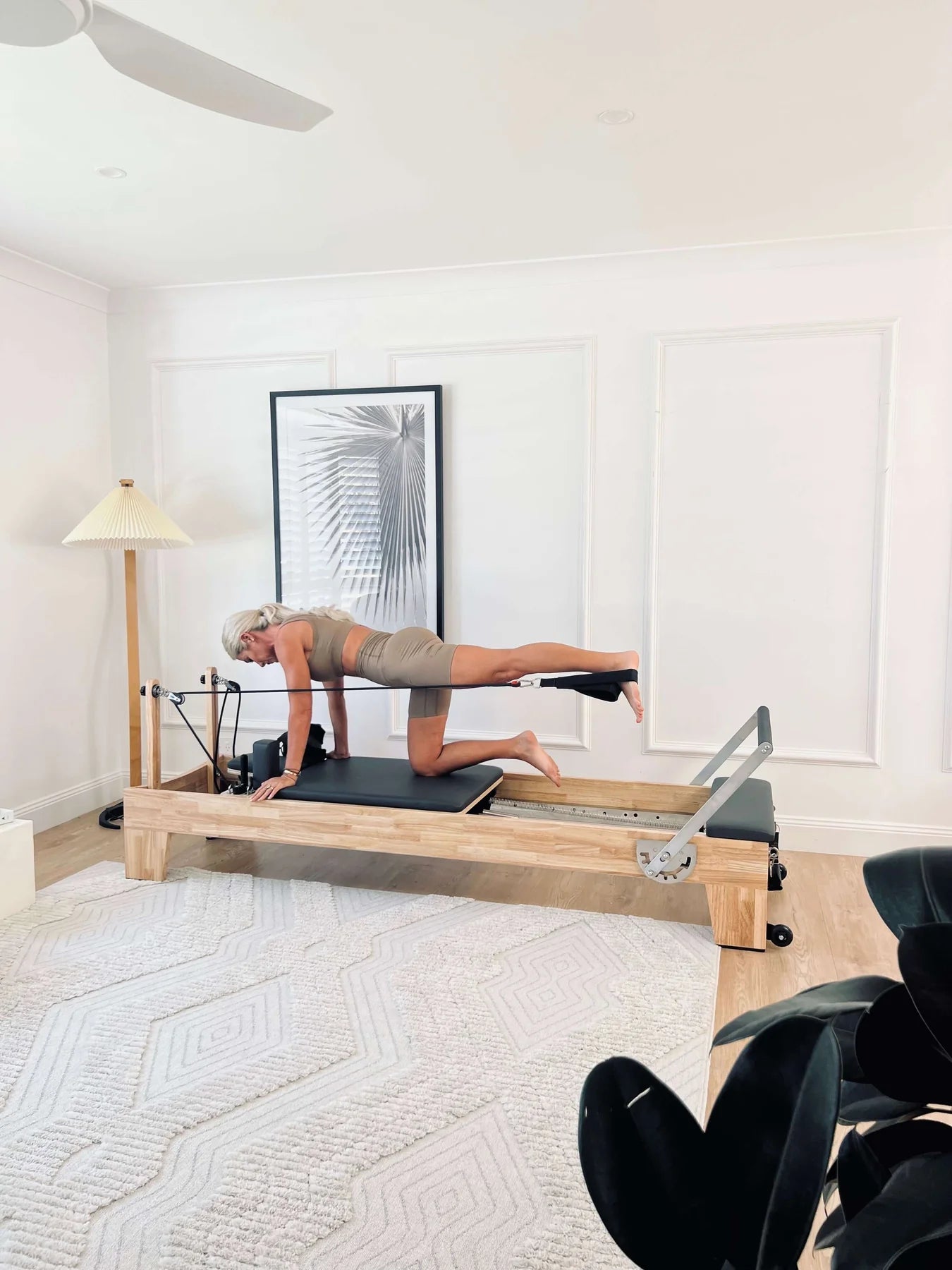 Core Collab Studio Eco Pilates Reformer beechwood frame close up